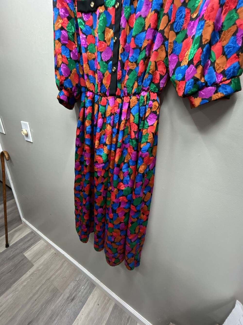 Vintage Breli Originals, Multi-Color Floral Button-Front Dress, 12, USA Made - Picture 7 of 12